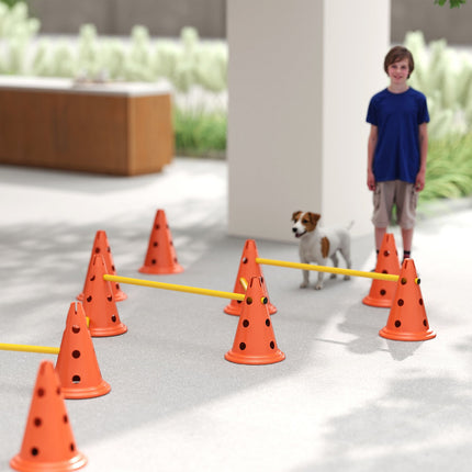 Agility tréninková sada pro psy - 6 nastavitelných překážek, 12 kuželů