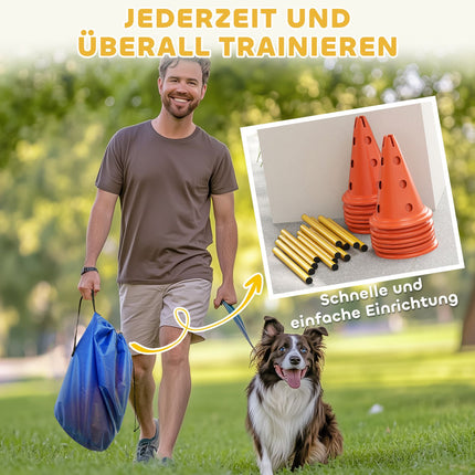 Agility tréninková sada pro psy - 6 nastavitelných překážek, 12 kuželů
