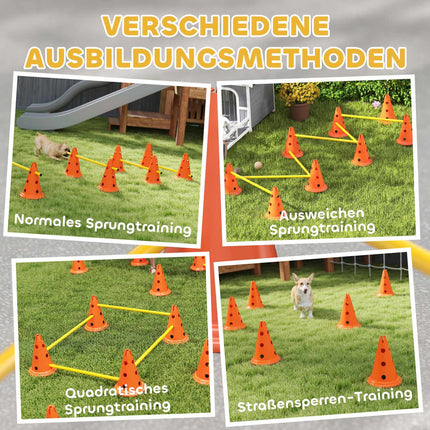 Agility tréninková sada pro psy - 6 nastavitelných překážek, 12 kuželů