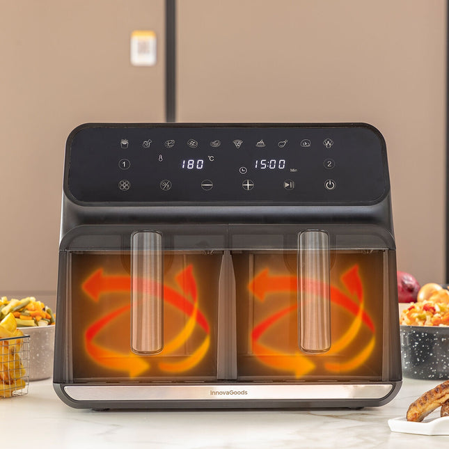 Horkovzdušná fritéza InnovaGoods Fryinn Double 8000 černá 3400 W 8 L nerez