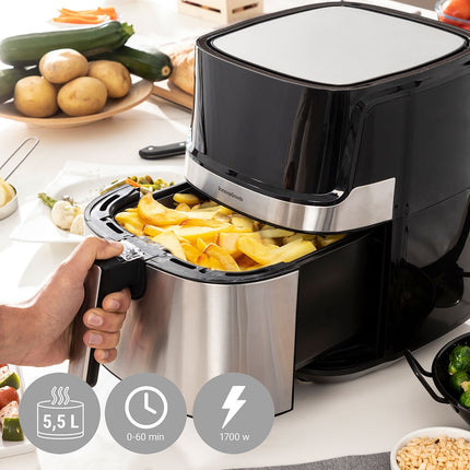 Horkovzdušná fritéza InnovaGoods Fryinn Pro 5500 černá 1700 W 5,5 L nerez