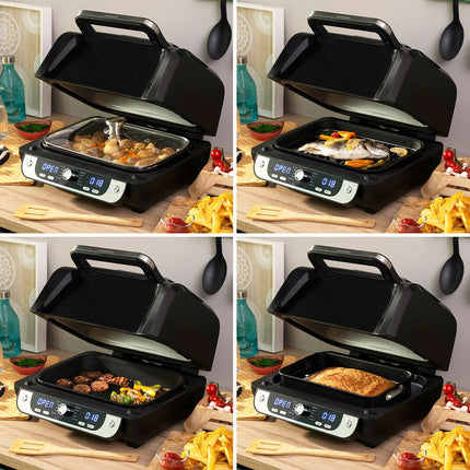 Horkovzdušná fritéza s grilem, příslušenstvím a kuchařkou InnovaGoods Fryinn 12-in-1 6000 Black Steel 3400 W 6 L