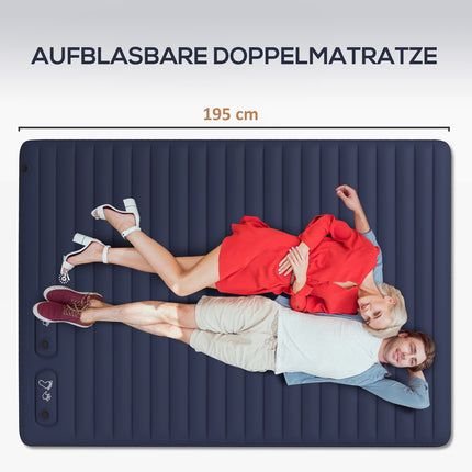 Skládací dvoulůžková nafukovací matrace s nožní pumpou a taškou na přenášení