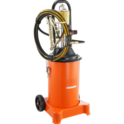 Air Operated Grease Pump, 3 Gal 12L, Wheels, 13 ft Hose