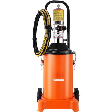 Air Operated Grease Pump, 3 Gal 12L, Wheels, 13 ft Hose