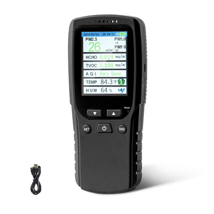Air Quality Monitor 8-in-1, PM2.5 TVOC HCHO, Alarm