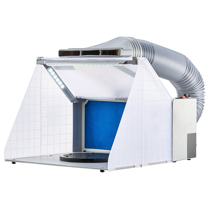 Airbrush Spray Booth with LED Lights, Exhaust Fan, Extension Hose