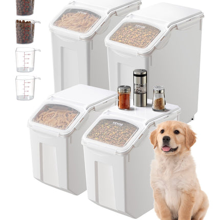 Airtight Food Storage Bins With Wheels, 4-Pack 15L-20L