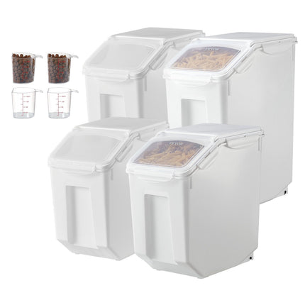 Airtight Food Storage Bins With Wheels, 4-Pack 15L-20L