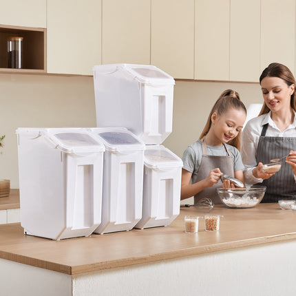 Airtight Food Storage Bins With Wheels, 4-Pack 15L-20L