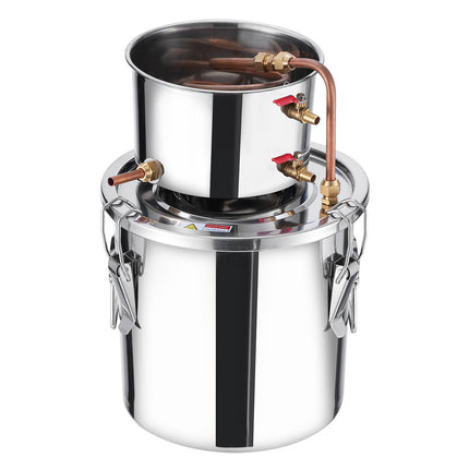 Alcohol Distiller Kit, 3 gal, Stainless Steel, Copper Coil, Thermometer