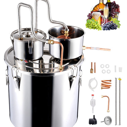 Alcohol Still 50 L, Stainless Steel, Dual Condenser, Copper Coil