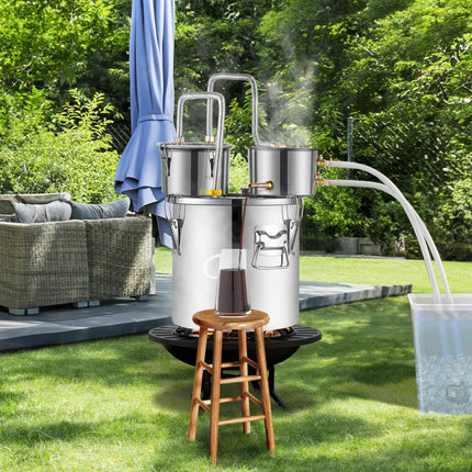 Alcohol Still 5 Gal, Stainless Steel, Dual Copper Condenser