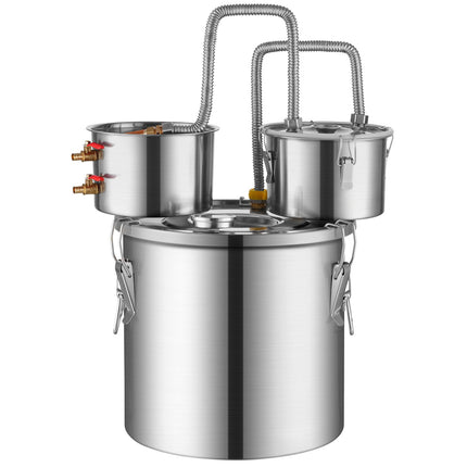 Alcohol Still Kit, 8 Gal, Stainless Steel, Dual Condenser, Copper Coil