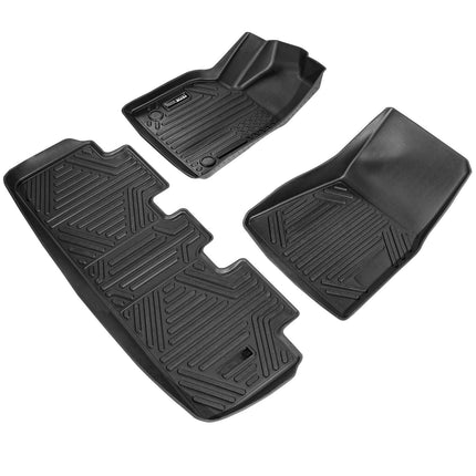 All Weather Floor Liners for Tesla Model Y 2021–2024, 3 Piece Set, TPE, Black