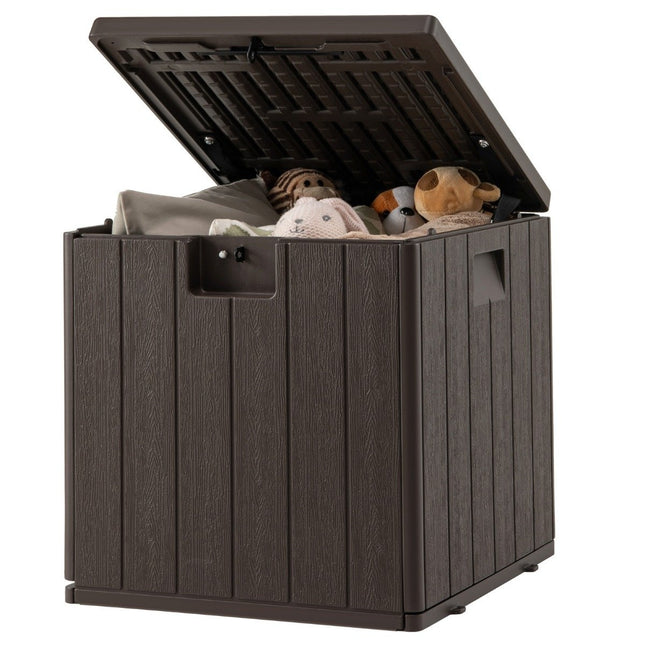 All Weather Storage Box 106L Capacity with Lockable Lid Waterproof Garden Box Brown