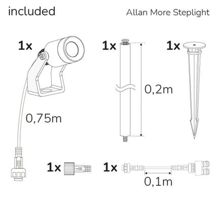 Allan More bodové svítidlo s kovovým bodcem 1 ks 12V 3000K 100lm IP67