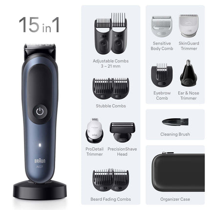 Zastřihovací sada All-in-One, 15v1, černá/tmavě modrá