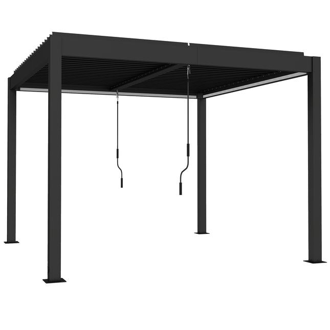 Hliníková pergola 3x3m s LED osvětlením a nastavitelnou střechou