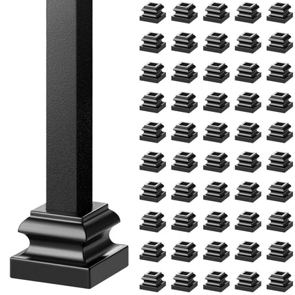 Aluminum Baluster Shoes, 1/2 Inch Square, Black, 50 Pack