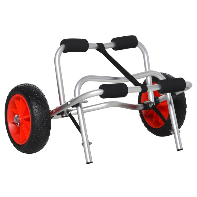 Collapsible canoe and kayak trailer in aluminum with strap, PU wheels