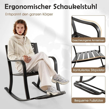 Houpací křeslo z litého hliníku s podnožkou, ergonomický design