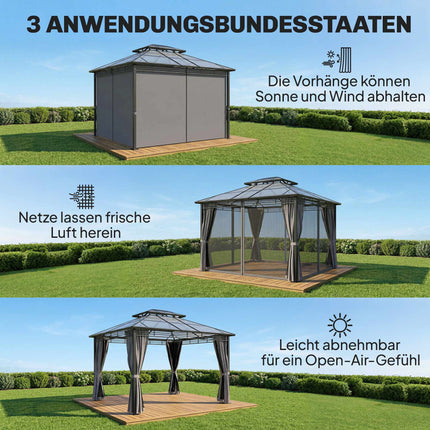 Hliníkový zahradní altán 3.6x3m s moskytiérou