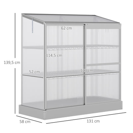 Hliníkový skleník se základnou, 3 patra, 131x58x139.5 cm