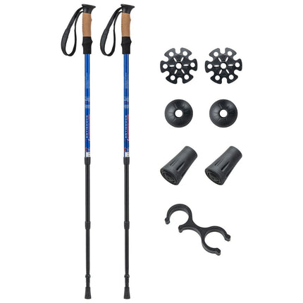 Hliníkové teleskopické hole na nordic walking a trekking, 1 pár, nastavitelné 65-135cm, stříbrné
