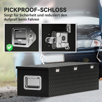 Černý hliníkový úložný box - uzamykatelný, 99 x 33 x 25.5 cm