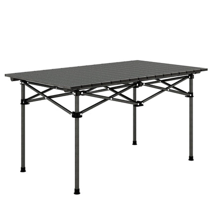 Aluminum camping table for 4-6 people, foldable picnic table with carrying bag, black