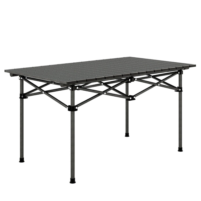 Aluminium kampeertafel voor 4-6 personen, opvouwbare picknicktafel met draagtas, zwart