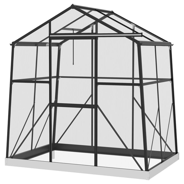 Hliníkový skleník s oknem a posuvnými dveřmi, 2.51 m²