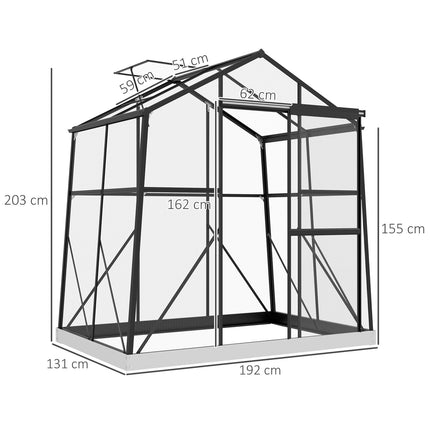 Hliníkový skleník s oknem a posuvnými dveřmi, 2.51 m²