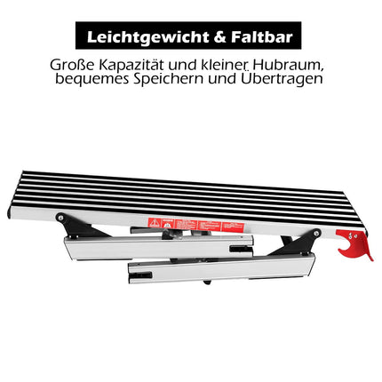 Aluminum work platform folding workbench with anti-slip mats 126 x 52.5 x 49.5 cm silver