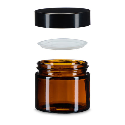 Kelímky na krém z jantarového skla, 60 ml, UV ochrana, těsné
