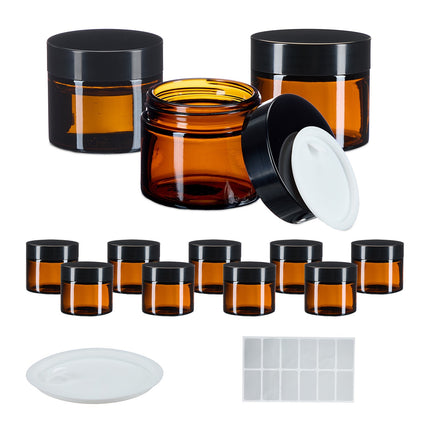 Kelímky na krém z jantarového skla, 60 ml, UV ochrana, těsné
