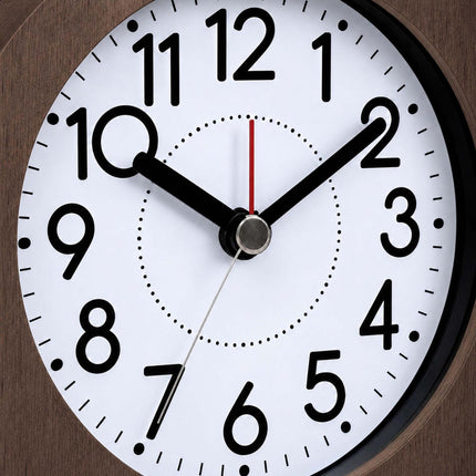 Analogue Beech Wood Alarm Clock with Snooze and Light, Dark Brown
