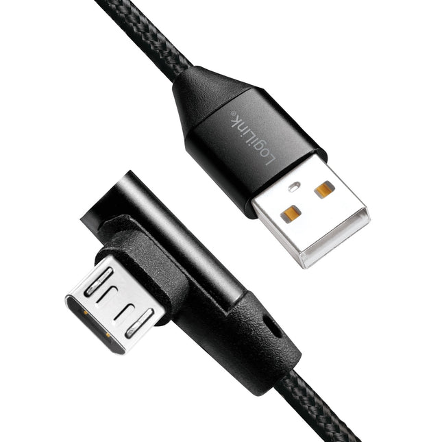 Úhlový MicroUSB kabel USB 2.0 15W 1m