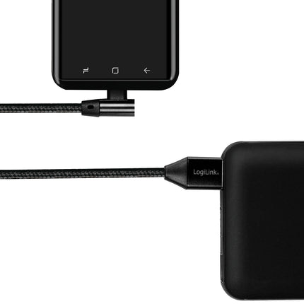 Úhlový USB-C kabel USB 2.0 max 15W 0.3m