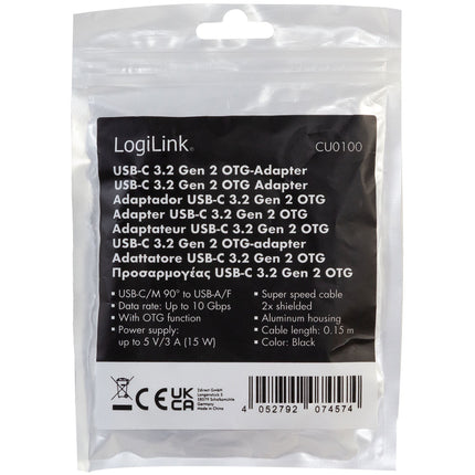 Úhlový USB-C kabel USB 3.2 15W 0.2m