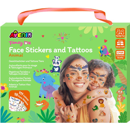 Animal Face Stickers and Tattoos for Kids, 24 Pieces