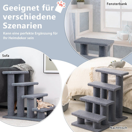 Schůdky pro kočky, kočičí strom pro kočky do 25 kg 61 x 41 x 60 cm šedé