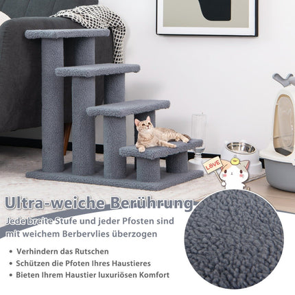 Schůdky pro kočky, kočičí strom pro kočky do 25 kg 61 x 41 x 60 cm šedé