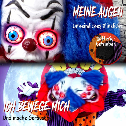Animated Halloween Clown Decoration with Sound, 167 cm