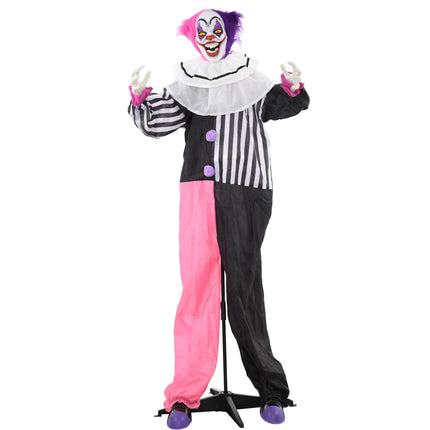 Pohyblivá halloweenská figurína klauna s pohybem a zvukem, 173 cm