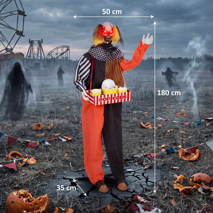 Animated Halloween Clown with Popcorn Box and LED Eyes
