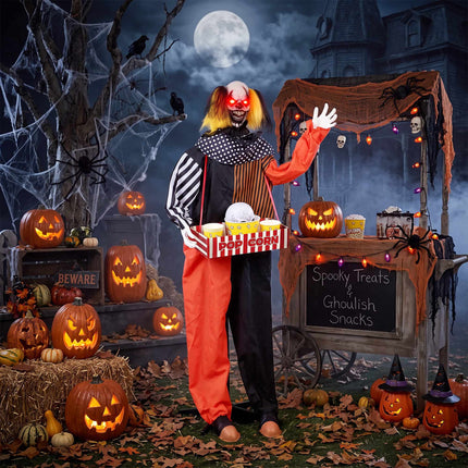 Animated Halloween Clown with Popcorn Box and LED Eyes
