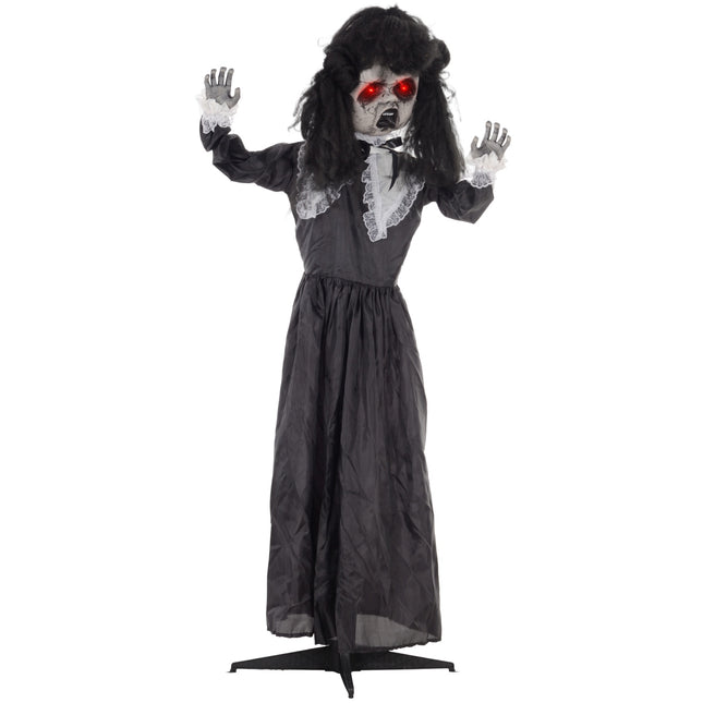 Animated Halloween Decoration – Black Lolita Girl, Sound-Activated