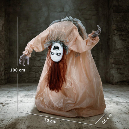 Animated Halloween Ghost with Glowing Eyes, 100 cm Tall